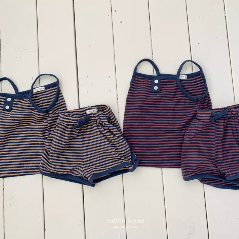 Cotton House - Korean Children Fashion - #magicofchildhood - Stripes Sleeveless Top Bottom Set - 7