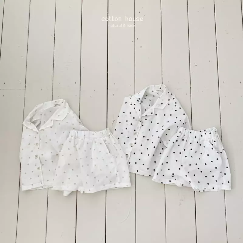 Cotton House - Korean Children Fashion - #magicofchildhood - Cool Dot Top Bottom Set - 9