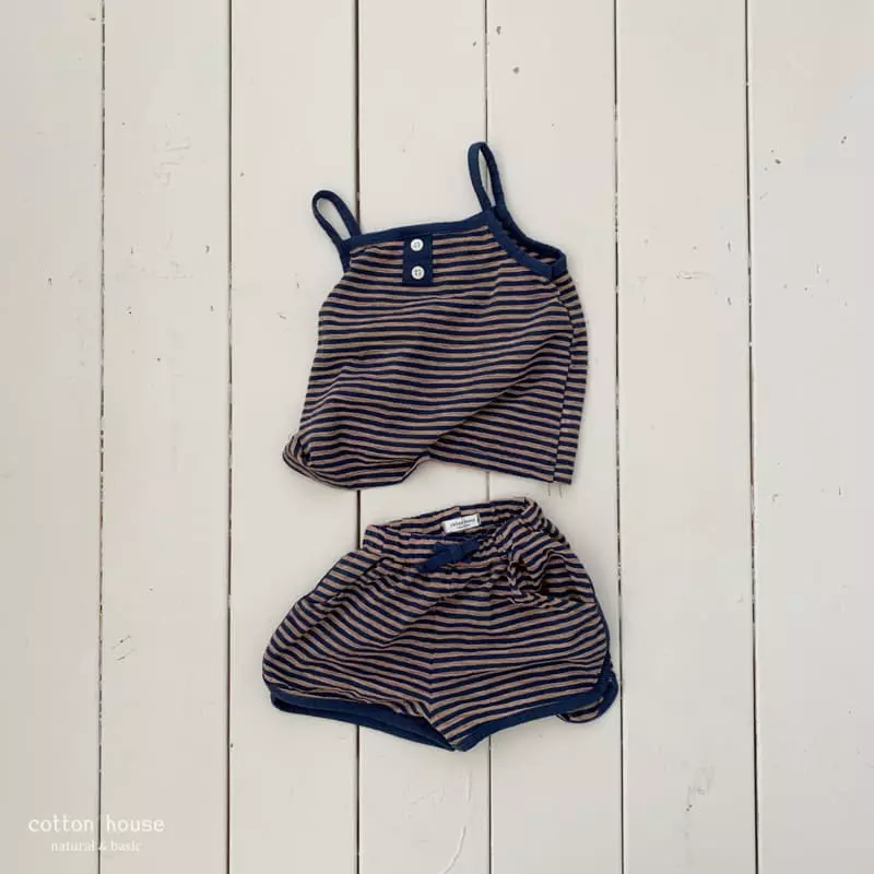 Cotton House - Korean Children Fashion - #minifashionista - Stripes Sleeveless Top Bottom Set - 8
