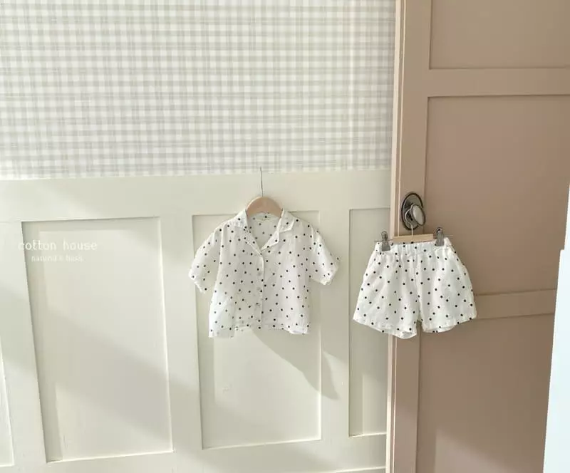 Cotton House - Korean Children Fashion - #minifashionista - Cool Dot Top Bottom Set - 10