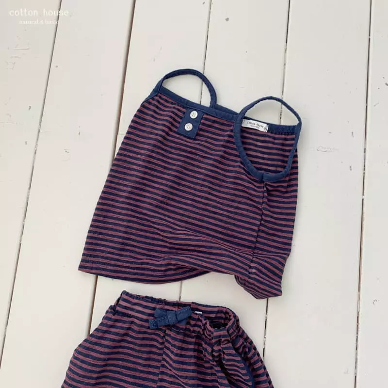 Cotton House - Korean Children Fashion - #prettylittlegirls - Stripes Sleeveless Top Bottom Set - 9