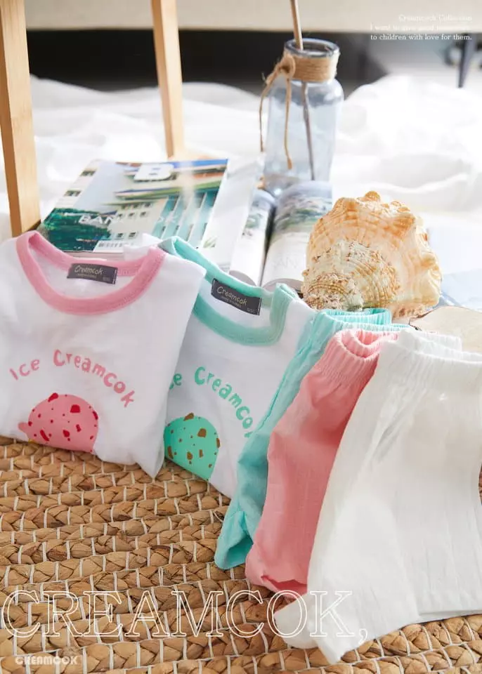 Creamcok - Korean Children Fashion - #Kfashion4kids - Macaroon Top Bottom Set