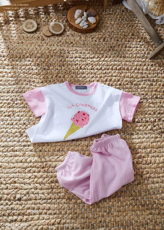 Creamcok - Korean Children Fashion - #childofig - Ice Cream Col Top Bottom Set - 4