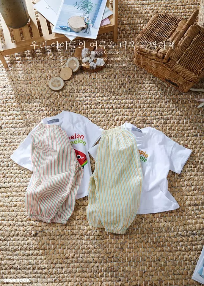 Creamcok - Korean Children Fashion - #childofig - Yam Frot Top Bottom Set - 2