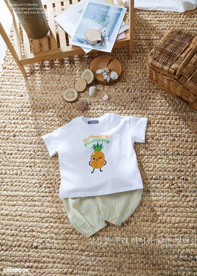 Creamcok - Korean Children Fashion - #childofig - Yam Frot Top Bottom Set - 3