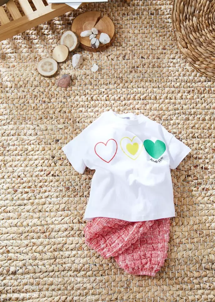 Creamcok - Korean Children Fashion - #childofig - Heart Pompom Top Bottom Set - 8