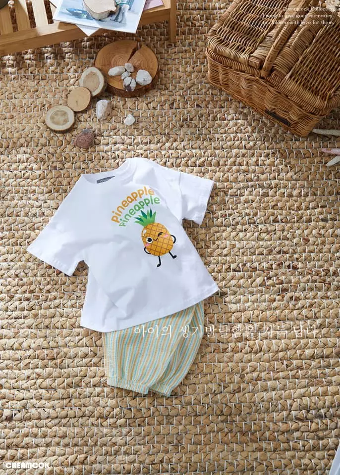 Creamcok - Korean Children Fashion - #childofig - Yam Frot Top Bottom Set - 4