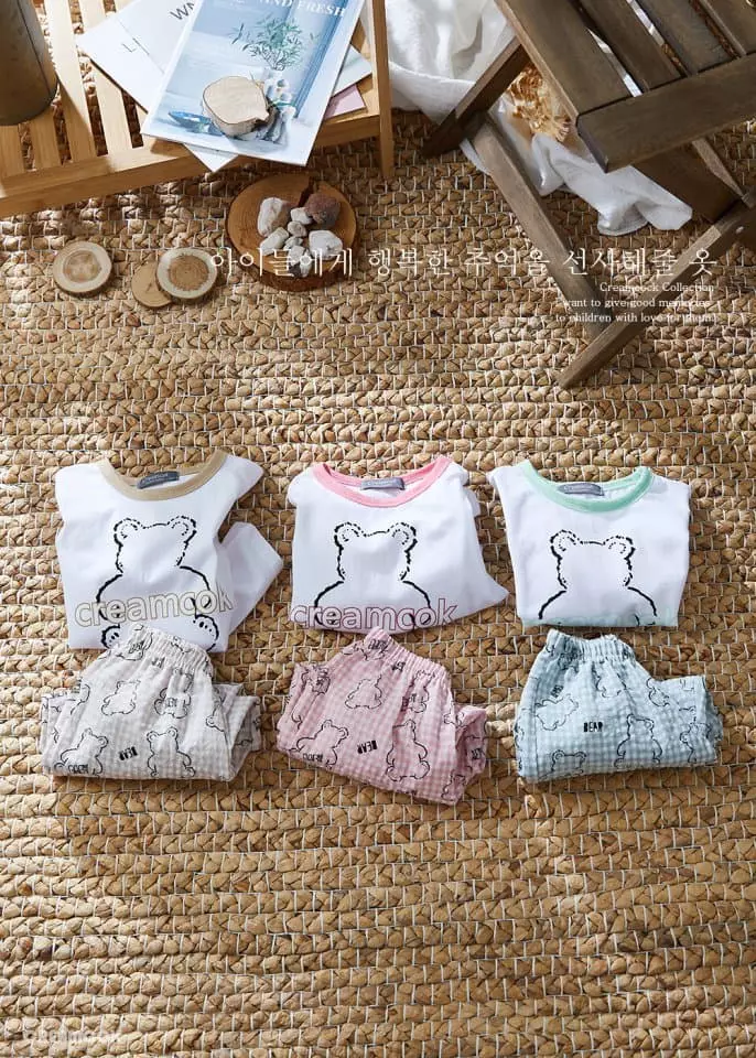 Creamcok - Korean Children Fashion - #childrensboutique - Cok Bear Top Bottom Set - 2