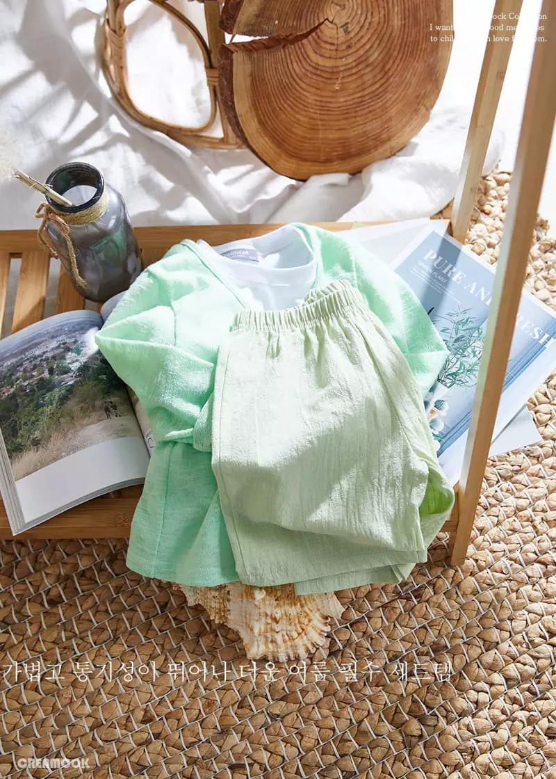 Creamcok - Korean Children Fashion - #childrensboutique - Hot Summer Top Bottom Set - 8