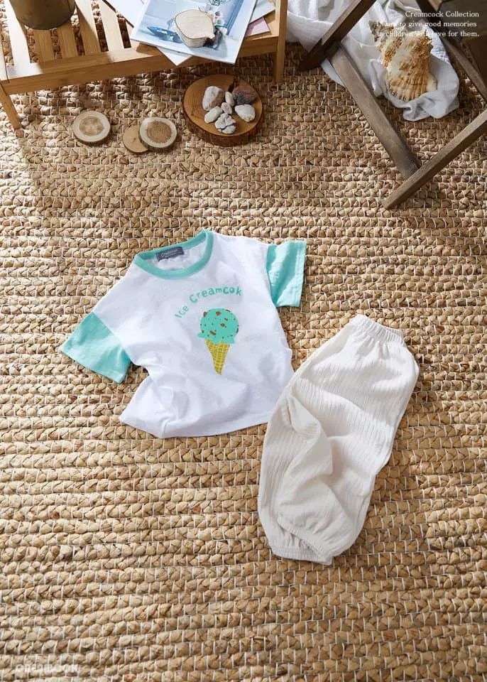Creamcok - Korean Children Fashion - #designkidswear - Ice Cream Col Top Bottom Set - 6