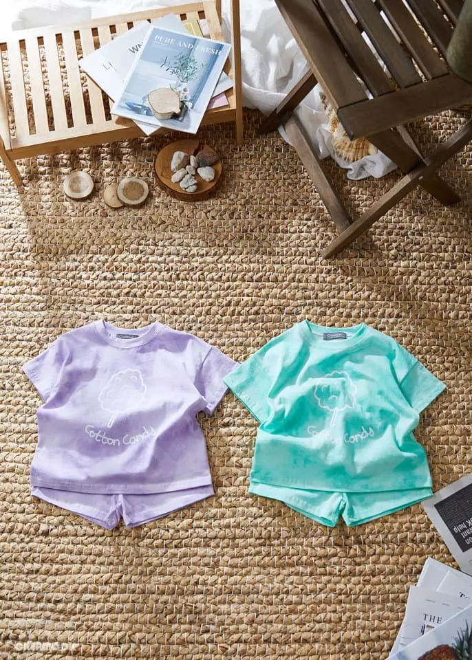Creamcok - Korean Children Fashion - #childrensboutique - Cotton Candy Top Bottom Set - 4
