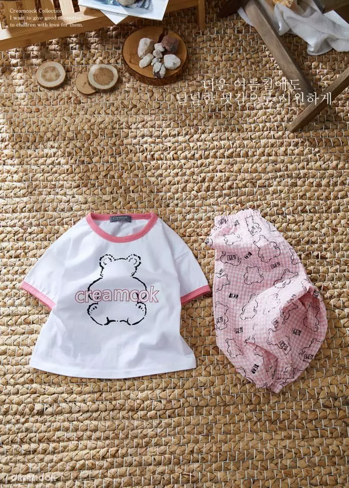 Creamcok - Korean Children Fashion - #kidsstore - Cok Bear Top Bottom Set - 7