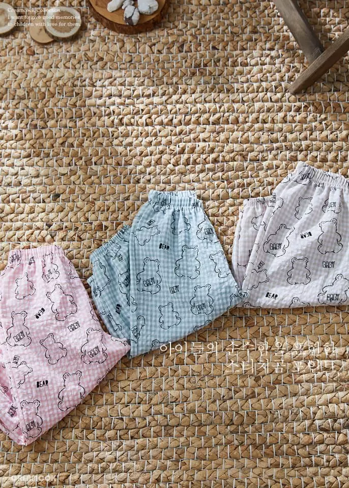 Creamcok - Korean Children Fashion - #littlefashionista - Kitch Bear Check Pants - 5