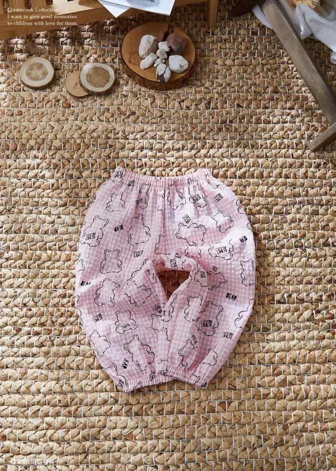 Creamcok - Korean Children Fashion - #minifashionista - Kitch Bear Check Pants - 7