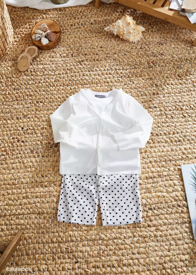 Creamcok - Korean Children Fashion - #prettylittlegirls - Solsol Dot Top Bottom Set - 3