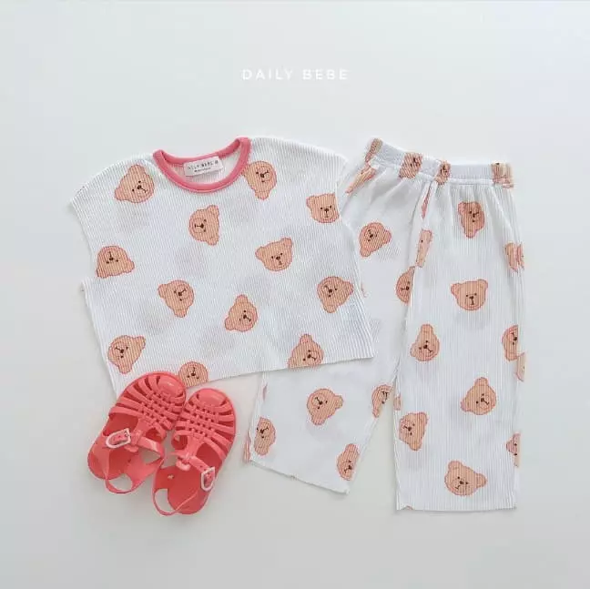 Daily Bebe - Korean Children Fashion - #designkidswear - Pattern Pleats Top Bottomn Set - 9