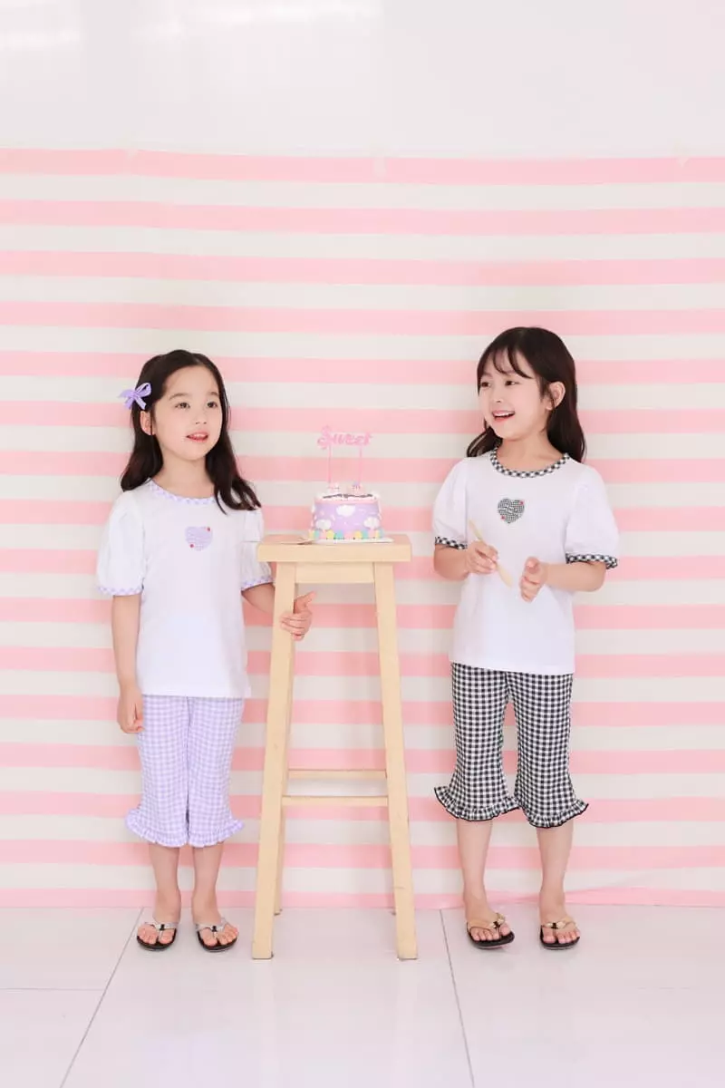 Dalla - Korean Children Fashion - #discoveringself - Check Heart Tee - 2