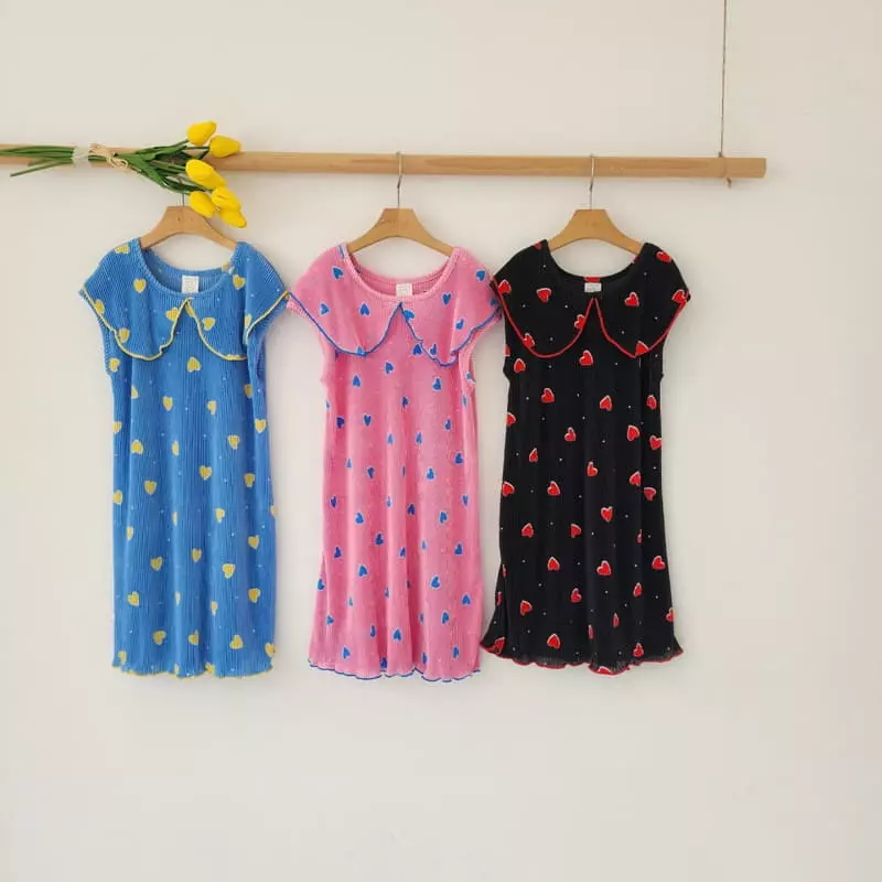 Dalla - Korean Children Fashion - #fashionkids - Heart Pleats One-piece - 9