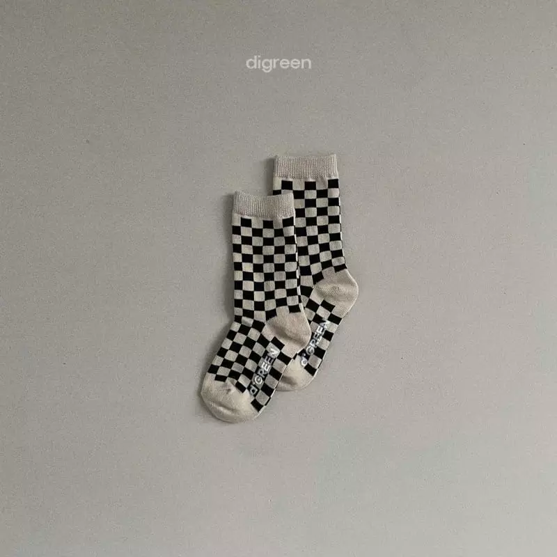 Digreen - Korean Children Fashion - #littlefashionista - Checker Boad Socks - 4