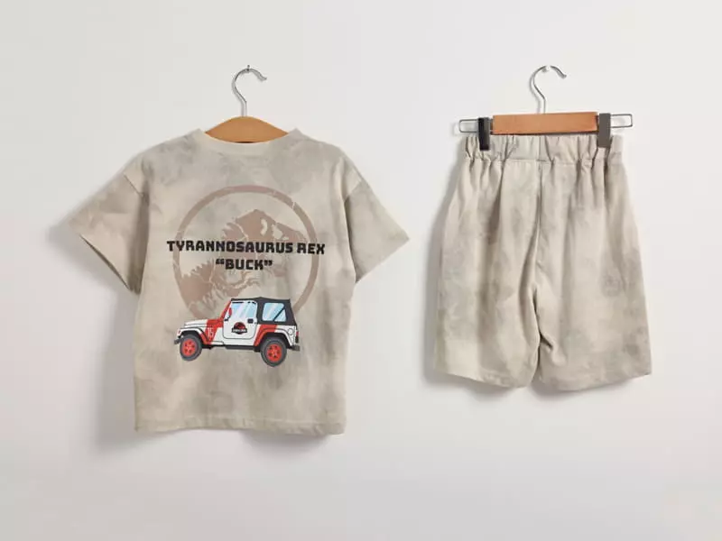 Fashion King - Korean Children Fashion - #designkidswear - Jurassic Water Paint Top Bottom Set - 6