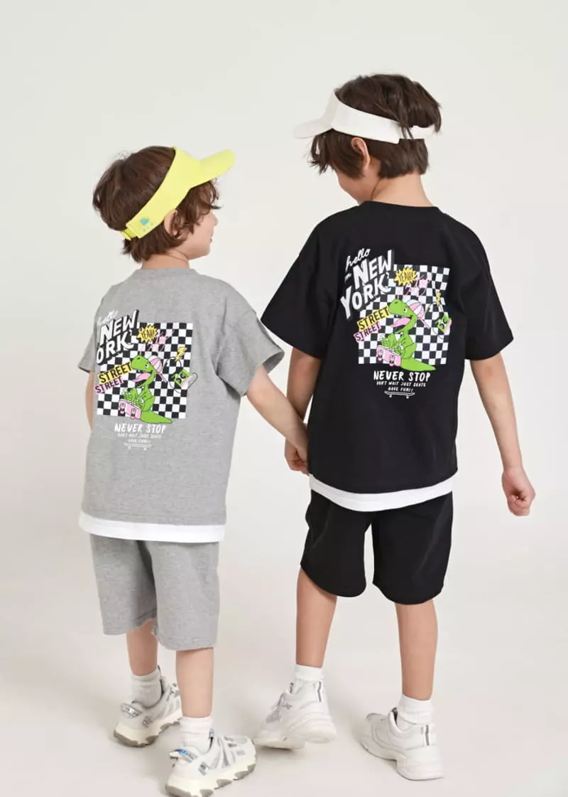 Fashion King - Korean Children Fashion - #littlefashionista - Dino Board Layered Top Bottom Set - 7