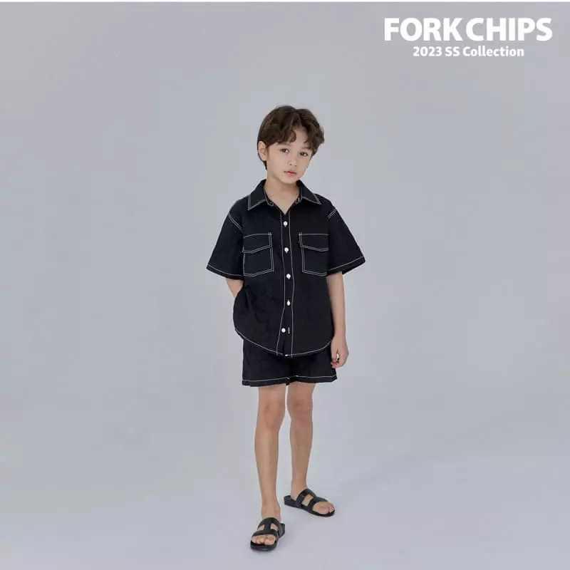 Fork Chips - Korean Children Fashion - #Kfashion4kids - Rinkle Half Pants - 12