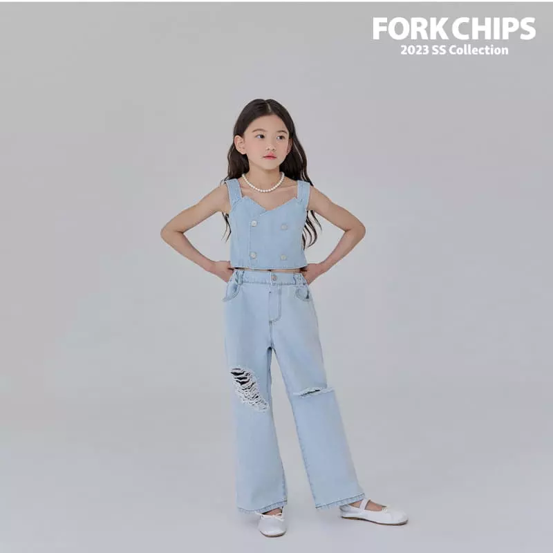 Fork Chips - Korean Children Fashion - #childofig - Lilly Denim Crop Top - 6