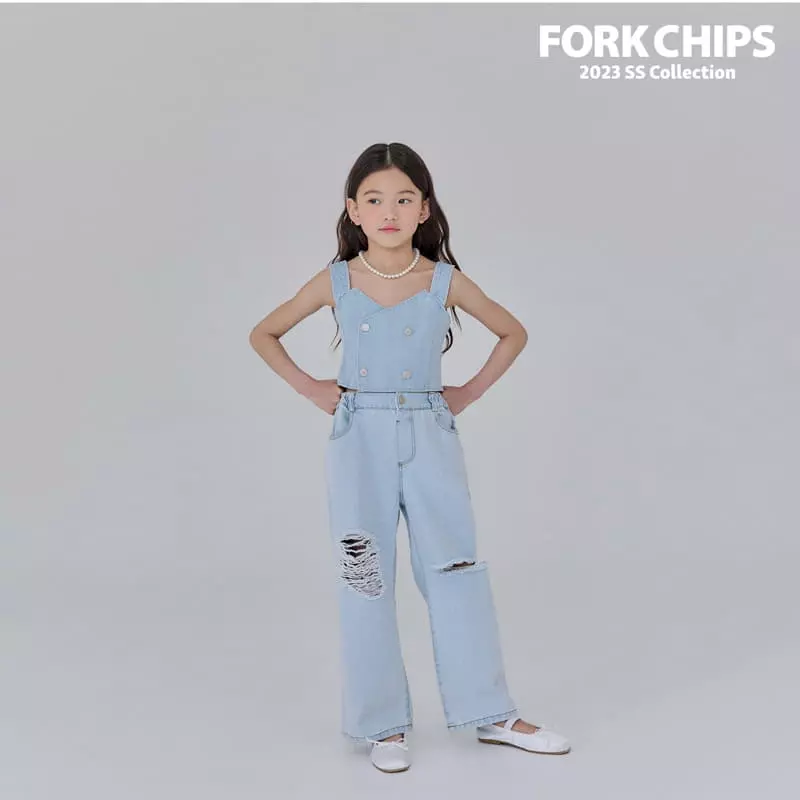 Fork Chips - Korean Children Fashion - #designkidswear - Lilly Denim Crop Top - 9