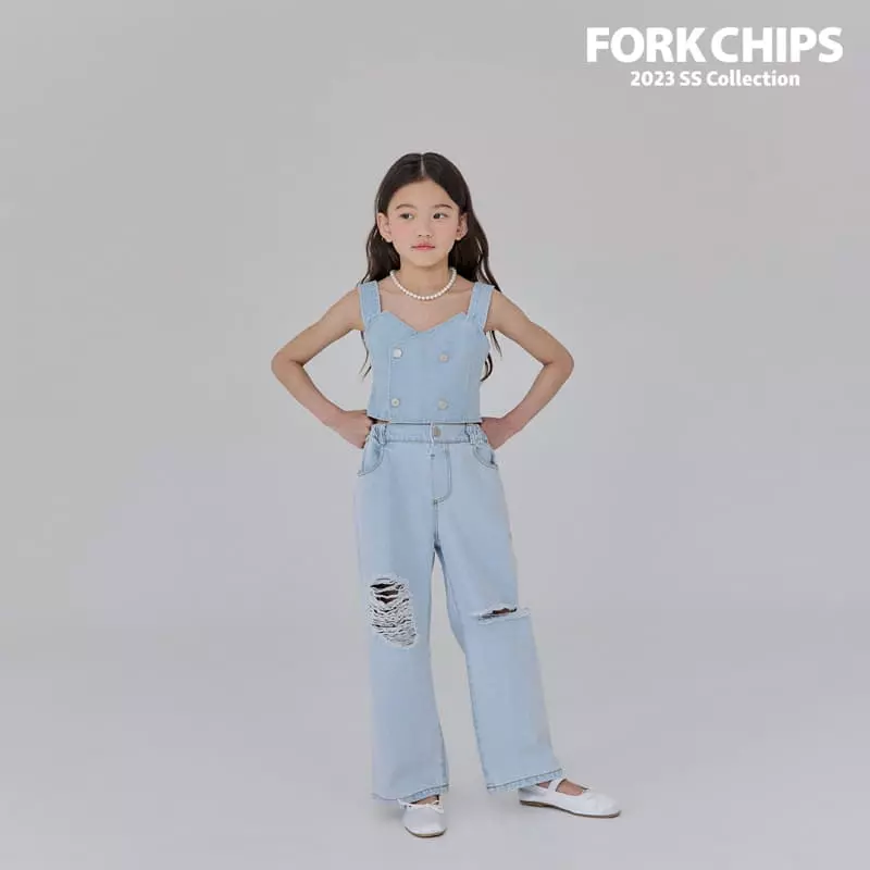 Fork Chips - Korean Children Fashion - #designkidswear - Damage Slit Jeans - 7