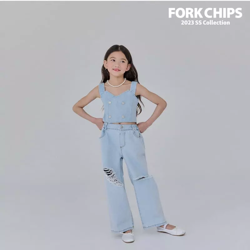 Fork Chips - Korean Children Fashion - #discoveringself - Lilly Denim Crop Top - 10