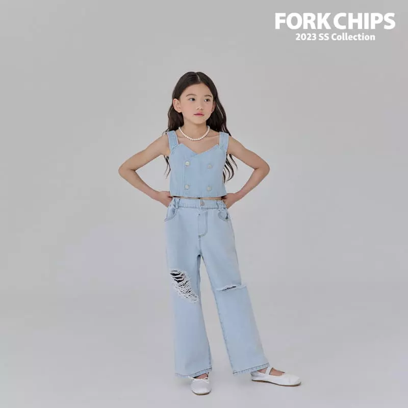 Fork Chips - Korean Children Fashion - #kidsstore - Damage Slit Jeans - 11