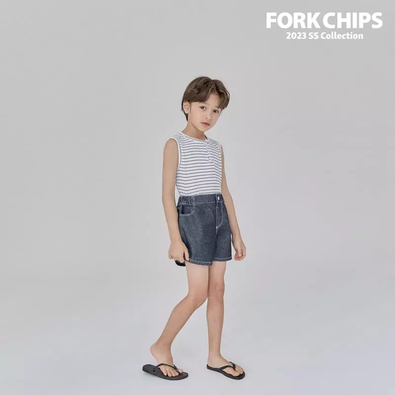 Fork Chips - Korean Children Fashion - #kidsstore - More Denim Shorts - 9