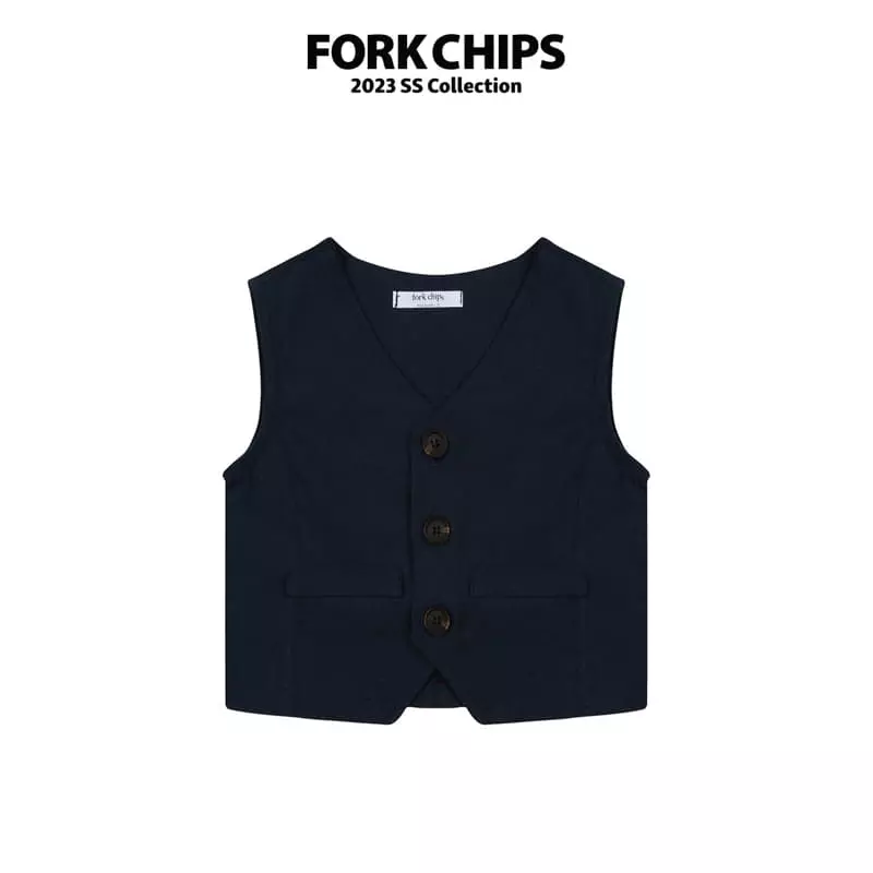 Fork Chips - Korean Children Fashion - #littlefashionista - Live Linen Vest