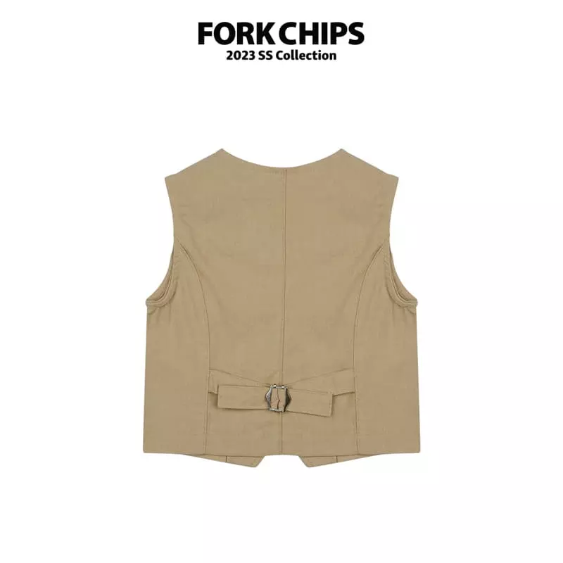 Fork Chips - Korean Children Fashion - #magicofchildhood - Live Linen Vest - 2