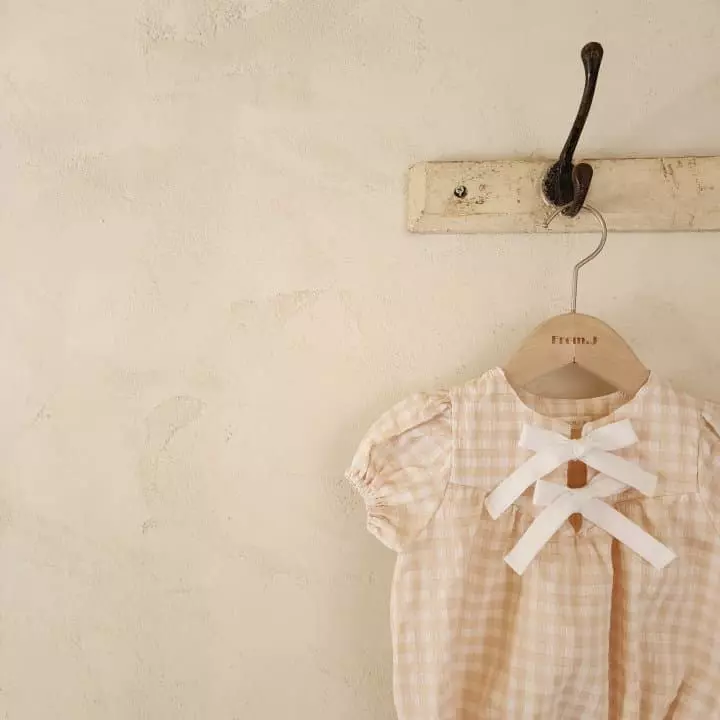 From J - Korean Baby Fashion - #babyclothing - Check Ribbon Bodysuit - 8