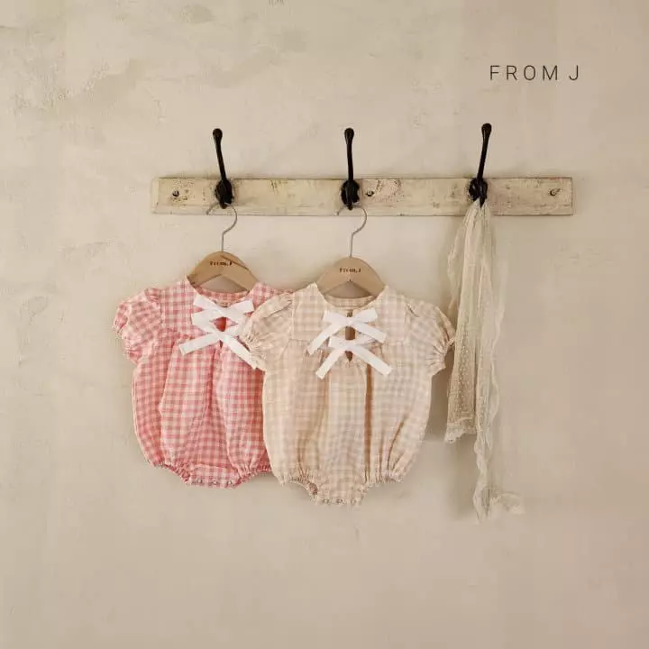 From J - Korean Baby Fashion - #babyfashion - Check Ribbon Bodysuit - 9
