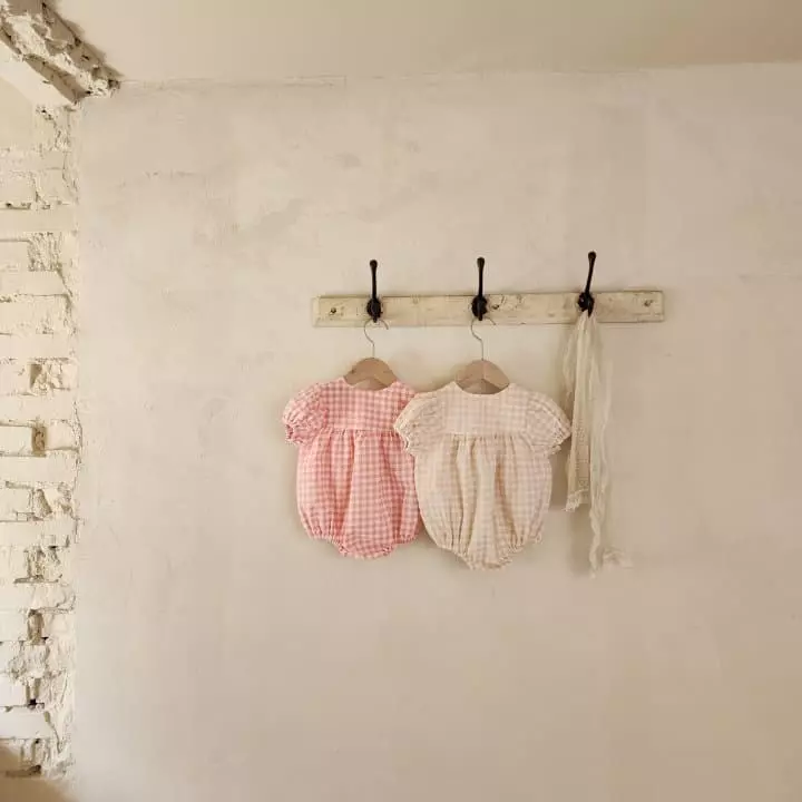 From J - Korean Baby Fashion - #babygirlfashion - Check Ribbon Bodysuit - 11