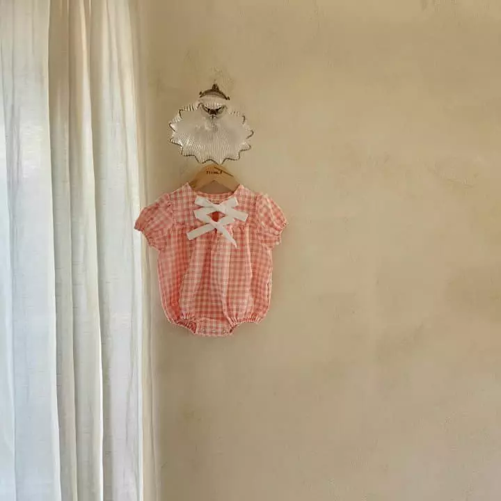 From J - Korean Baby Fashion - #babylifestyle - Check Ribbon Bodysuit - 12