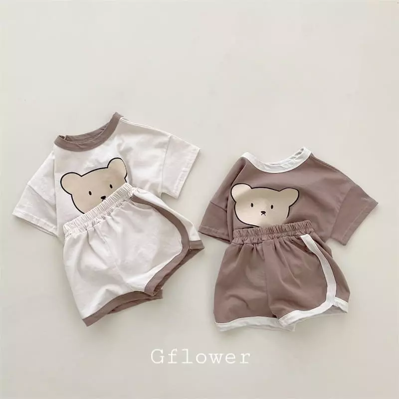 G Flower - Korean Children Fashion - #toddlerclothing - Bear Top Bottom Set - 3