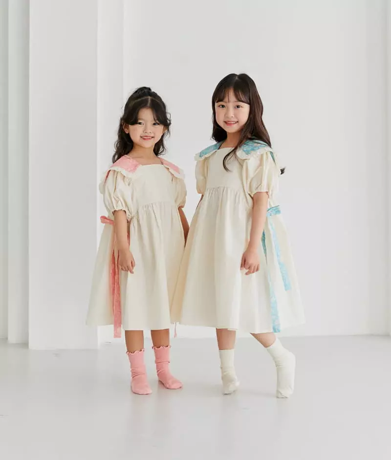 Ggomare - Korean Children Fashion - #stylishchildhood - Collar Ribbon One-piece - 7