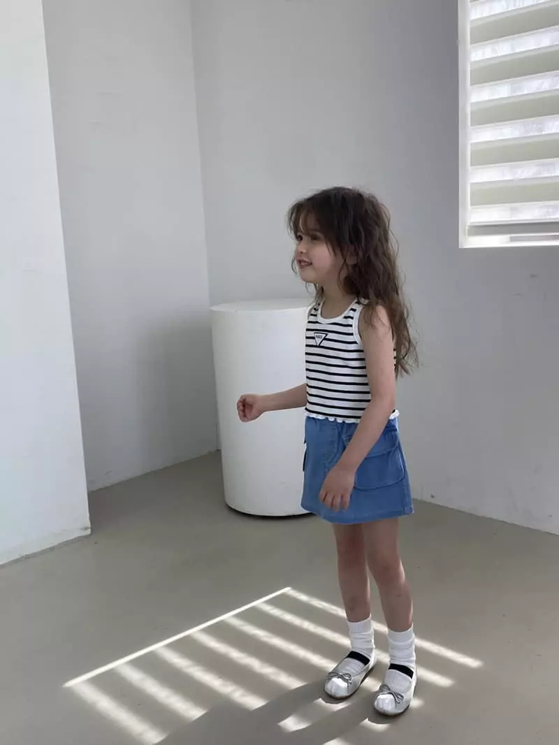 Green Tomato - Korean Children Fashion - #childofig - Pocket Denim Skirt