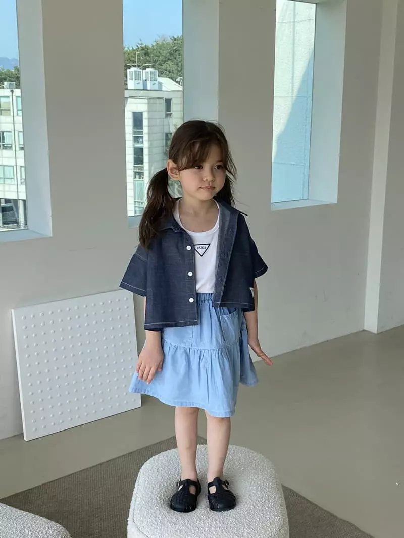 Green Tomato - Korean Children Fashion - #designkidswear - Wrinkle Denim Skirt - 2