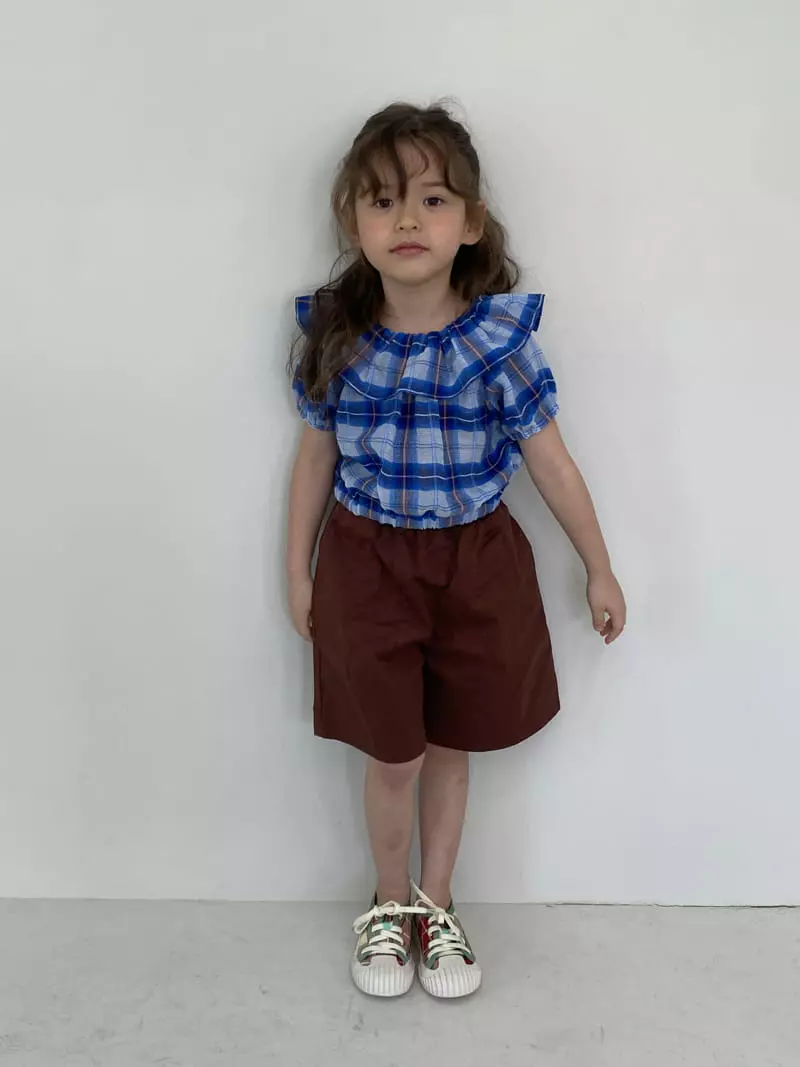 Green Tomato - Korean Children Fashion - #designkidswear - Check Frill Blouse - 2