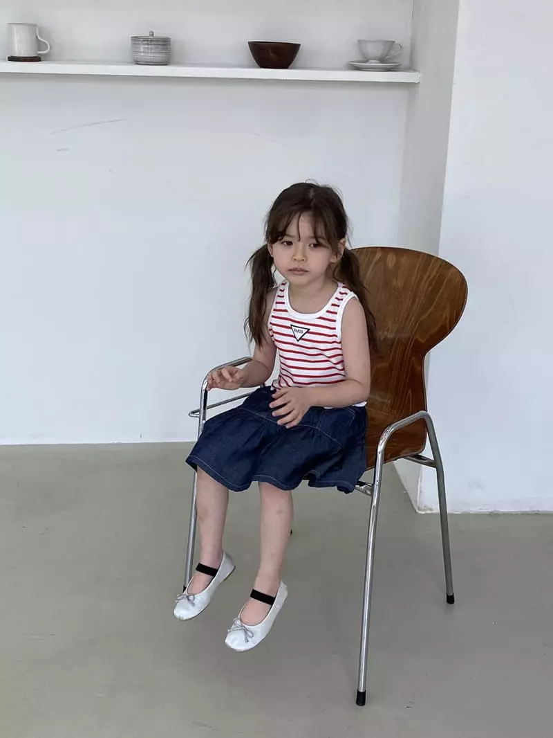 Green Tomato - Korean Children Fashion - #discoveringself - Wrinkle Denim Skirt - 3