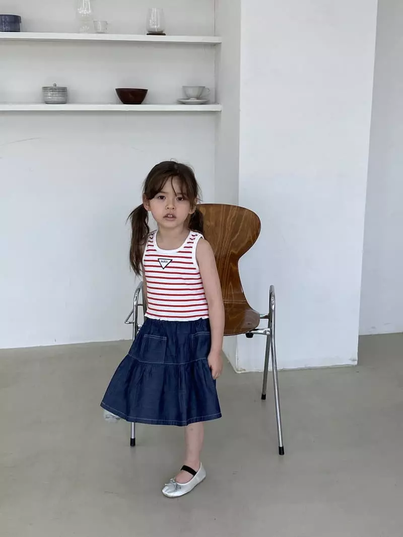 Green Tomato - Korean Children Fashion - #kidsshorts - Wrinkle Denim Skirt - 5