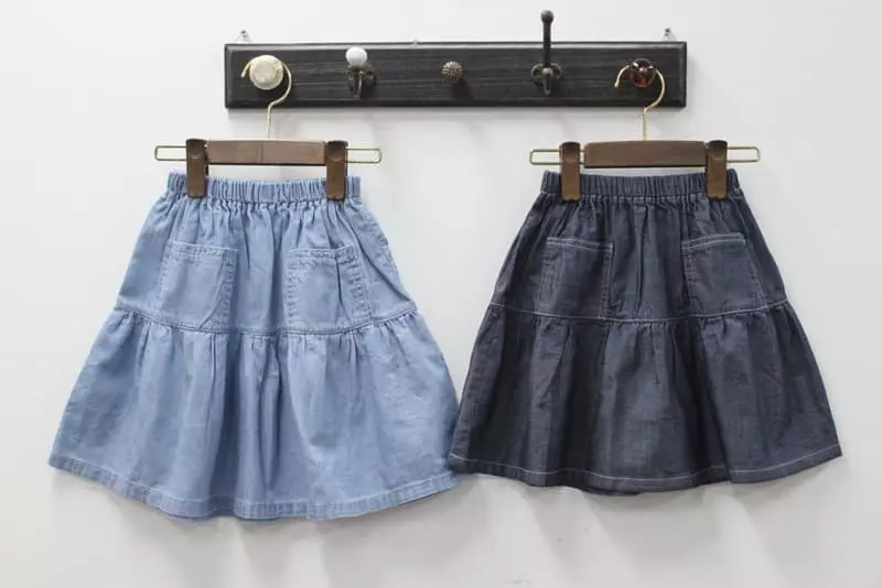 Green Tomato - Korean Children Fashion - #kidsstore - Wrinkle Denim Skirt - 6