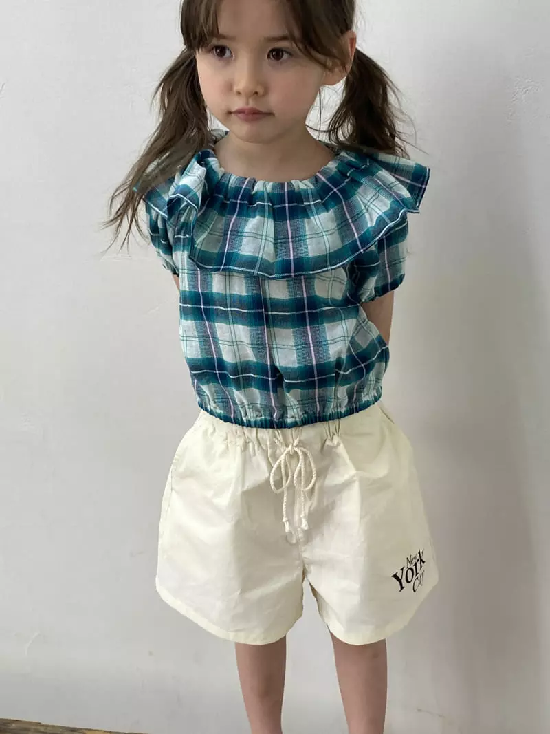 Green Tomato - Korean Children Fashion - #kidzfashiontrend - Check Frill Blouse - 7