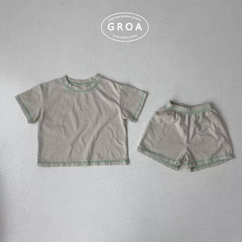 Groa - Korean Children Fashion - #kidsstore - Color Stitch Top Bottom Set - 4
