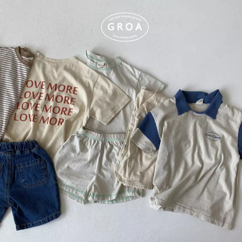 Groa - Korean Children Fashion - #minifashionista - Color Stitch Top Bottom Set - 8