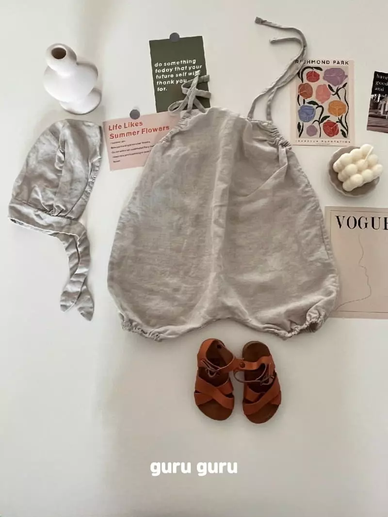 Guru Guru - Korean Baby Fashion - #babyfever - Linen Dungarees - 6